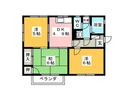 エスポアールSHODA3 5棟(3K/2階)の間取り写真