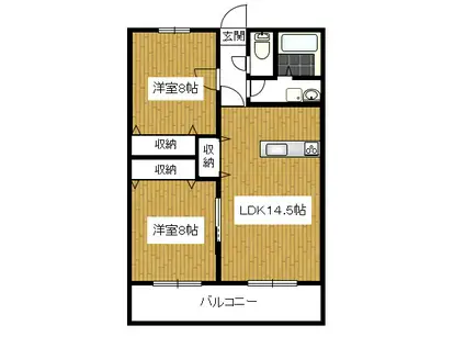 アヴァンテージ高野IV(2LDK/1階)の間取り写真