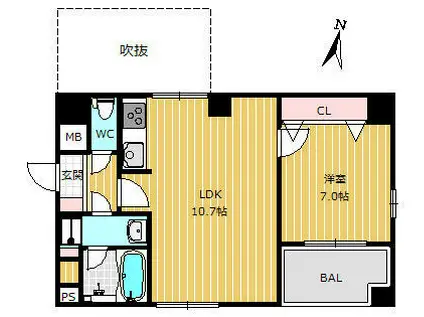 ツワイザ笹塚(1LDK/2階)の間取り写真