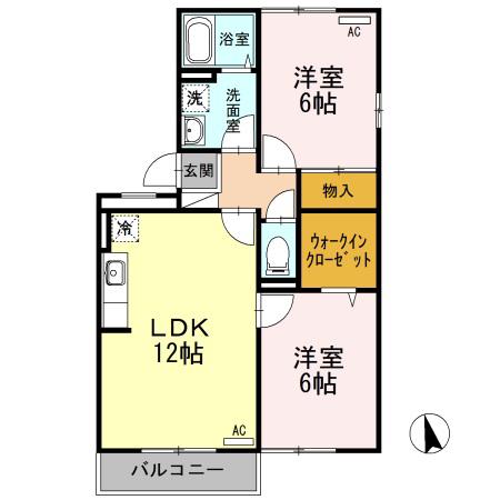 セブンワンテンD棟(2LDK/3階)の間取り写真