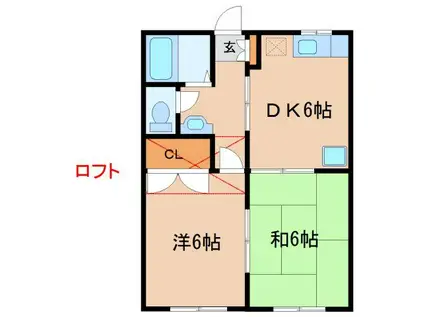 アメニティ錦(2DK/2階)の間取り写真
