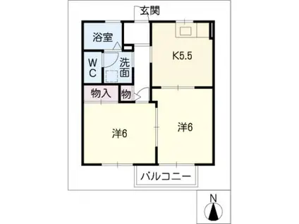 フレグランス花水木(2K/2階)の間取り写真