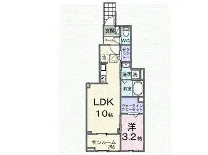 メゾン・ミャウ(1LDK/1階)の間取り写真