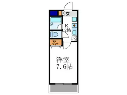 ヴェール一乗寺(1K/2階)の間取り写真