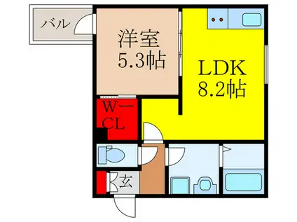 RITZ COURT 池田(1LDK/1階)の間取り写真