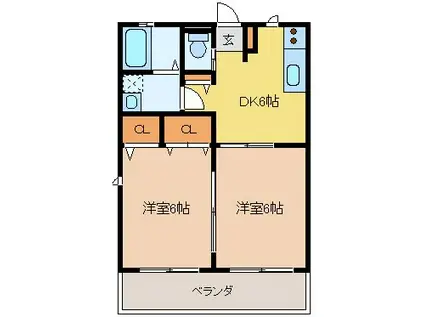 プログレスハイム(2DK/1階)の間取り写真