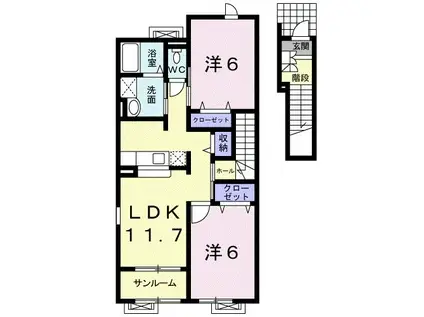 アタラクシア-V・B(2LDK/2階)の間取り写真