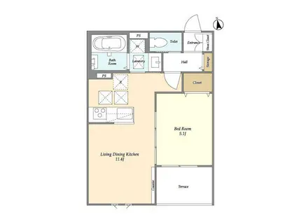 ワールドレジデンス(1LDK/1階)の間取り写真