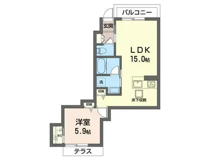 アミコート東小金井(1LDK/1階)の間取り写真