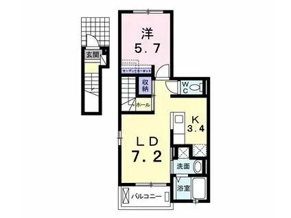 リンム三好ヶ丘(1LDK/2階)の間取り写真