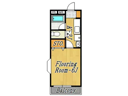 野崎ハイツⅡ(1K/2階)の間取り写真