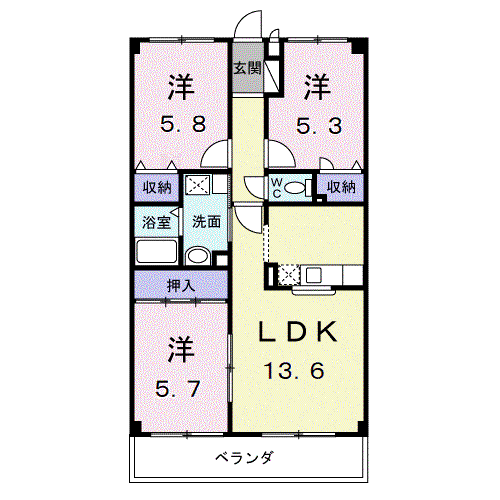 ヴィラアネックス(3LDK/3階)の間取り写真