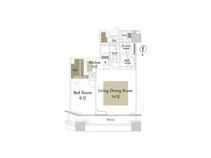 コンシェリア西新宿タワーズウエスト(1LDK/24階)の間取り写真