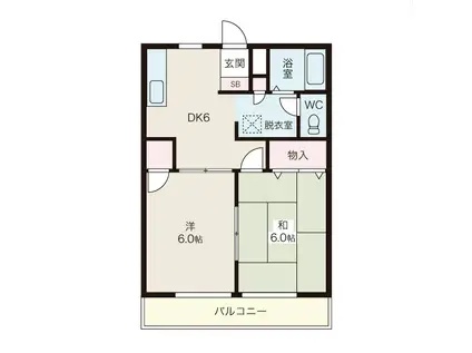 ニューウィング中島A棟(2DK/2階)の間取り写真