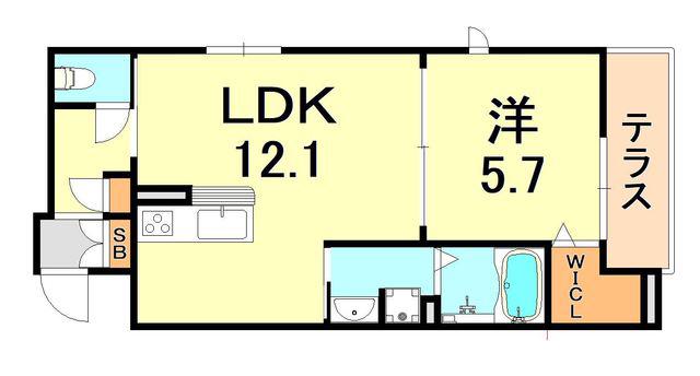 シャーメゾン摂津本山(1LDK/1階)の間取り写真