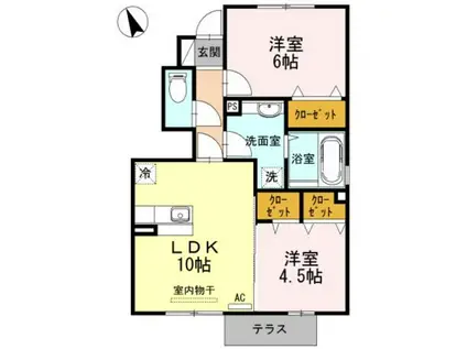 グランドコートII(2LDK/1階)の間取り写真