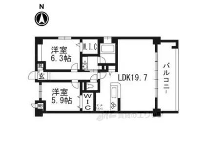 カーサロータス(1LDK/4階)の間取り写真