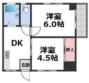 サンライズマンション(2DK/3階)の間取り写真