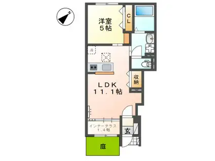 ノイアー・ルウムI(1LDK/1階)の間取り写真