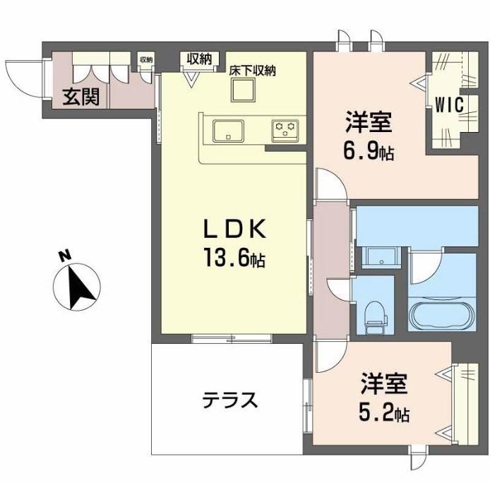 シャーメゾン 木の実(2LDK/1階)の間取り写真