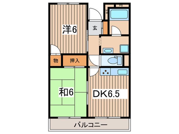 ヴィラアシェンダ(2DK/2階)の間取り写真