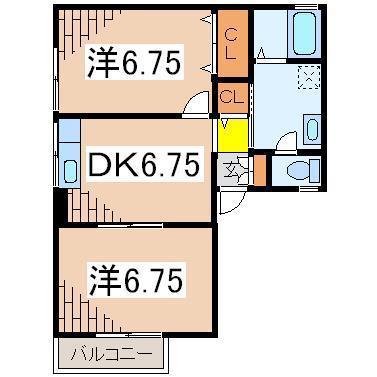 マーチ梶塚(2DK/1階)の間取り写真