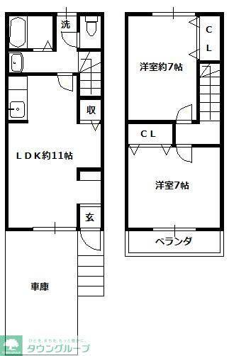 春日部ガーデンヒルズ(2LDK/1階)の間取り写真