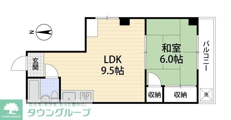 小野田ハイツ(1LDK/2階)の間取り写真