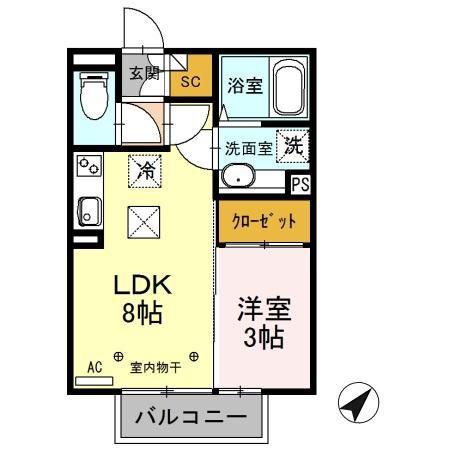アリコ・ヴェール(1LDK/1階)の間取り写真