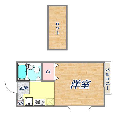 ドリーム大島(1K/2階)の間取り写真