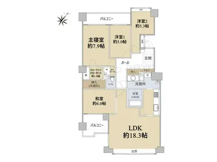新さっぽろシティハウス(4LDK/2階)の間取り写真