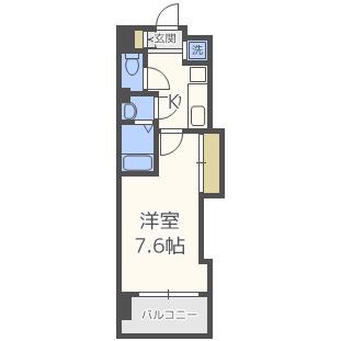 LUXE難波西III(1K/2階)の間取り写真