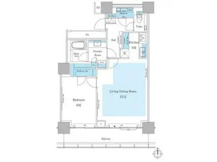 クラス青山(1LDK/17階)の間取り写真