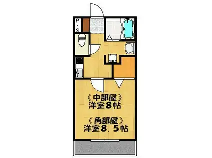 パルコート細田(1K/3階)の間取り写真