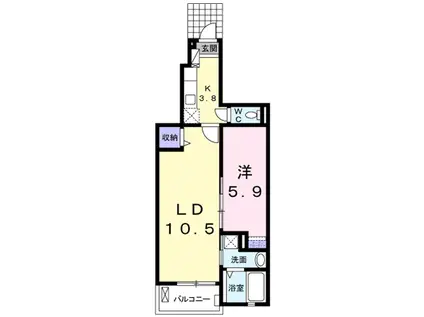 ロワゾブルー(1LDK/1階)の間取り写真