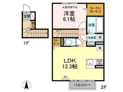 セプトガーデン古市町(1LDK/2階)の間取り写真