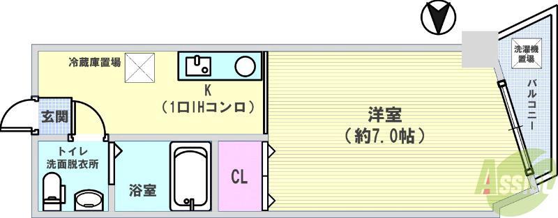セピアコート(1K/4階)の間取り写真