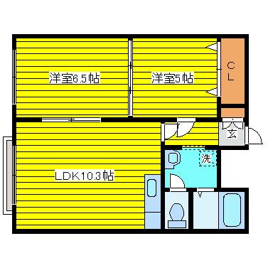 ピュア105(2LDK/4階)の間取り写真