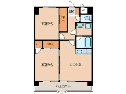 カーサプリムローズ(2LDK/3階)の間取り写真