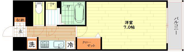 ファステート難波グランプリ(1K/2階)の間取り写真