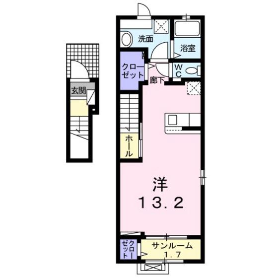 ハイフォレストI(ワンルーム/2階)の間取り写真