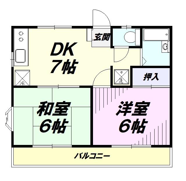 マイウィル(2DK/1階)の間取り写真