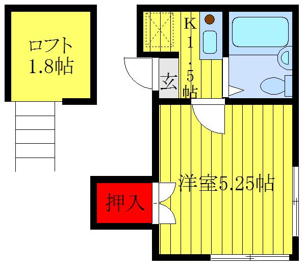 スターハイツ(1K/2階)の間取り写真