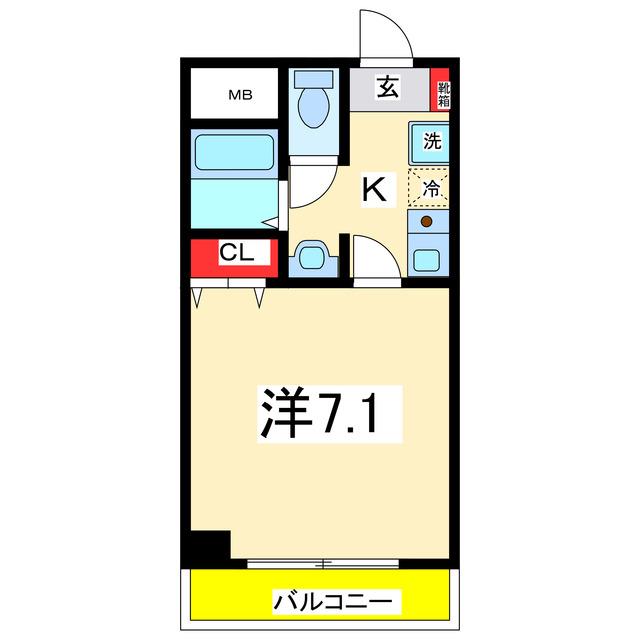グランディール壱番館(1K/6階)の間取り写真