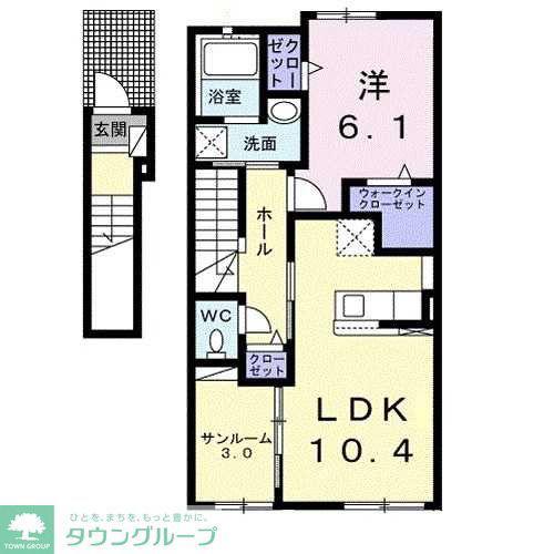 メゾン ヴィオラ(1LDK/2階)の間取り写真