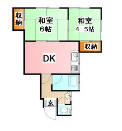 アンビシオン西本町(2DK/2階)の間取り写真