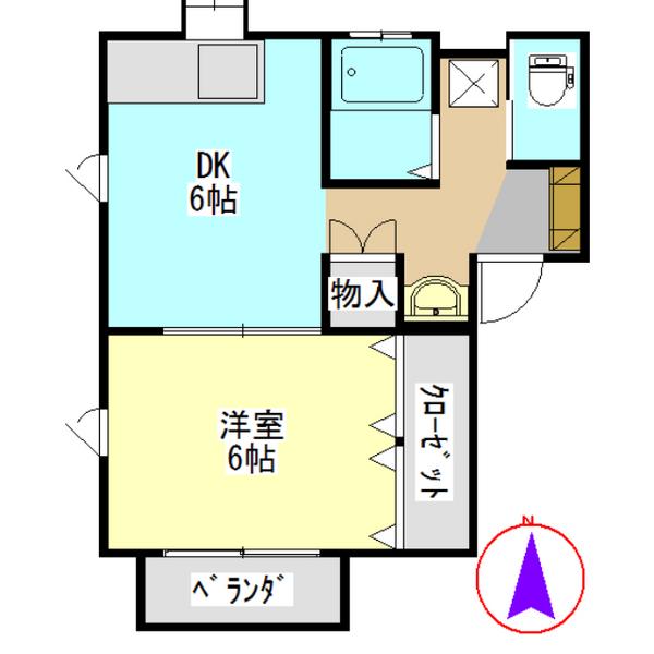 フォレスト岩滝(1DK/2階)の間取り写真