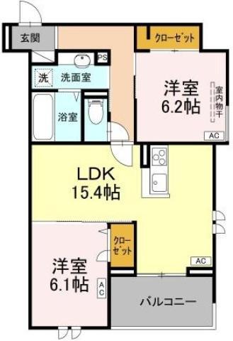 エグレットテラス(2LDK/3階)の間取り写真