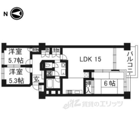 サンレジデンス錦綾東堀川(3LDK/3階)の間取り写真