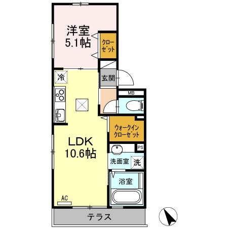 メゾンボナール(1LDK/1階)の間取り写真